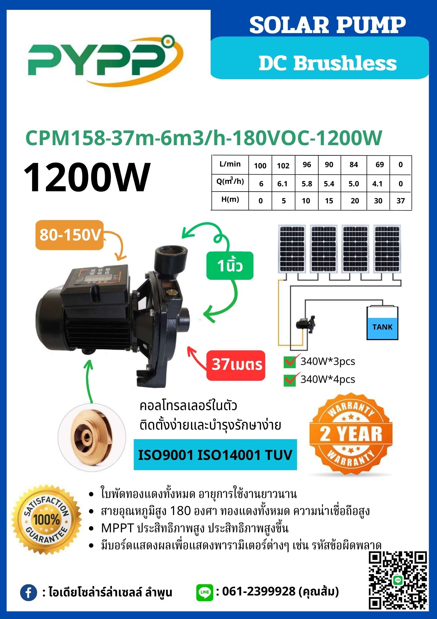ปั๊มน้ำหอยโข่ง PYPP DC CPM158-1200W ชิ้น 2024-06-12 15:52:21 2024-06-12 16:21:09