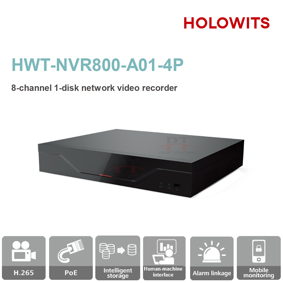 เครื่องบันทึกภาพกล้องวงจรปิด (NVR) HOLOWITS รุ่น HWT-NVR800-A01-4P