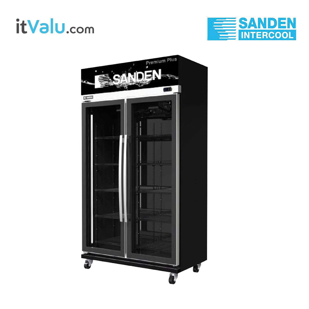 ตู้แช่เย็น SANDEN กระจก 2 ประตู รุ่น YEM-1105i Premium Plus Black ความจุ 28.3 คิว (800 ลิตร) กว้าง 110 ซม. ลึก 60 ซม. สูง 200 ซม. รับประกันความเย็น 1 ปี รับประกันคอมเพรสเซอร์ 5 ปี