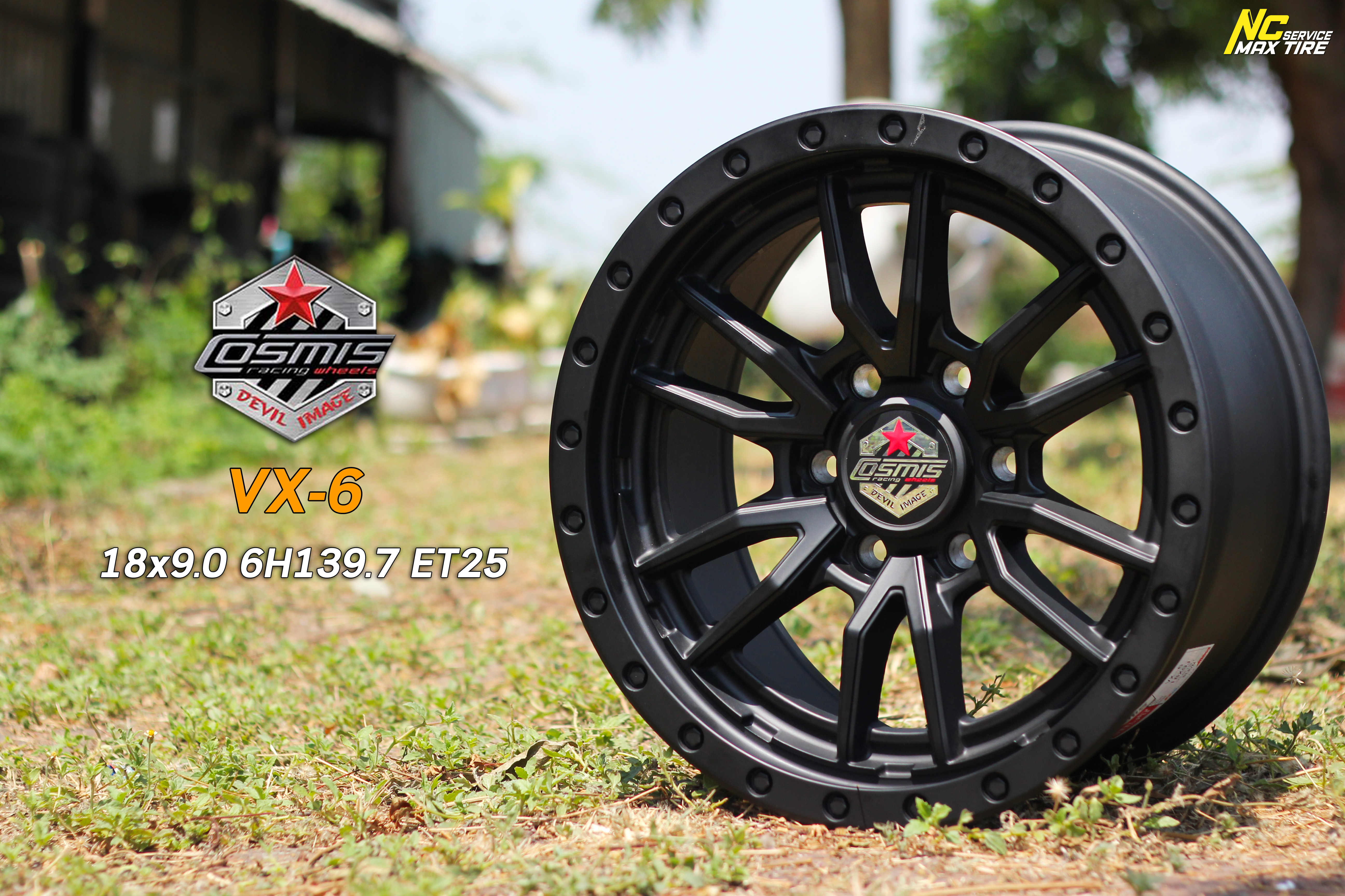 ล้อแม็กสวยๆ / ล้อแม็กออฟโรด / ล้อแม็กขอบ18 / Cosmis / DEVIL / VX-6 / OffRaod / 18x9.0 6H139.7 ET25 / ล้อแม็กสีดำด้านทั้งวง / NC