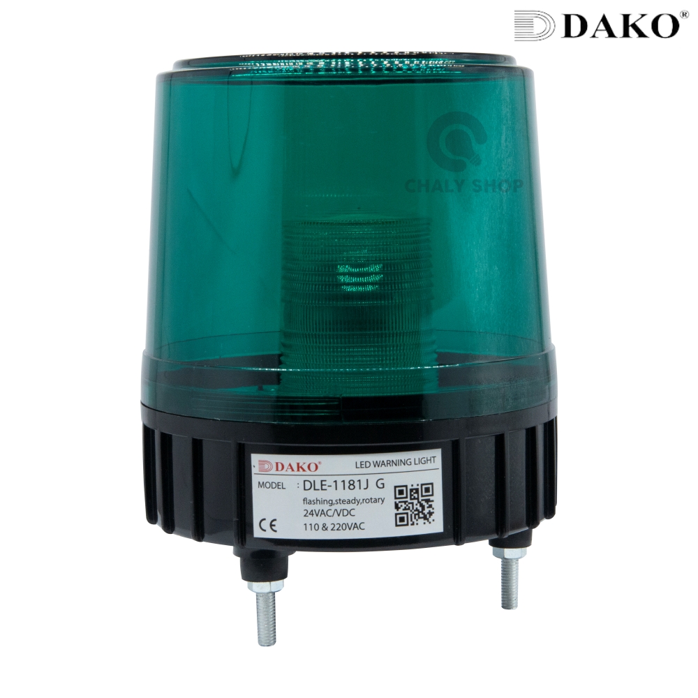 DAKO® DLE-2102J-GREEN ไฟหมุน LED 3.5 นิ้ว / สีเขียว ( มีเสียง ) 24VAC/VDC,110-220VAC, 220VAC ไฟหมุน ไฟเตือน ไฟฉุกเฉิน