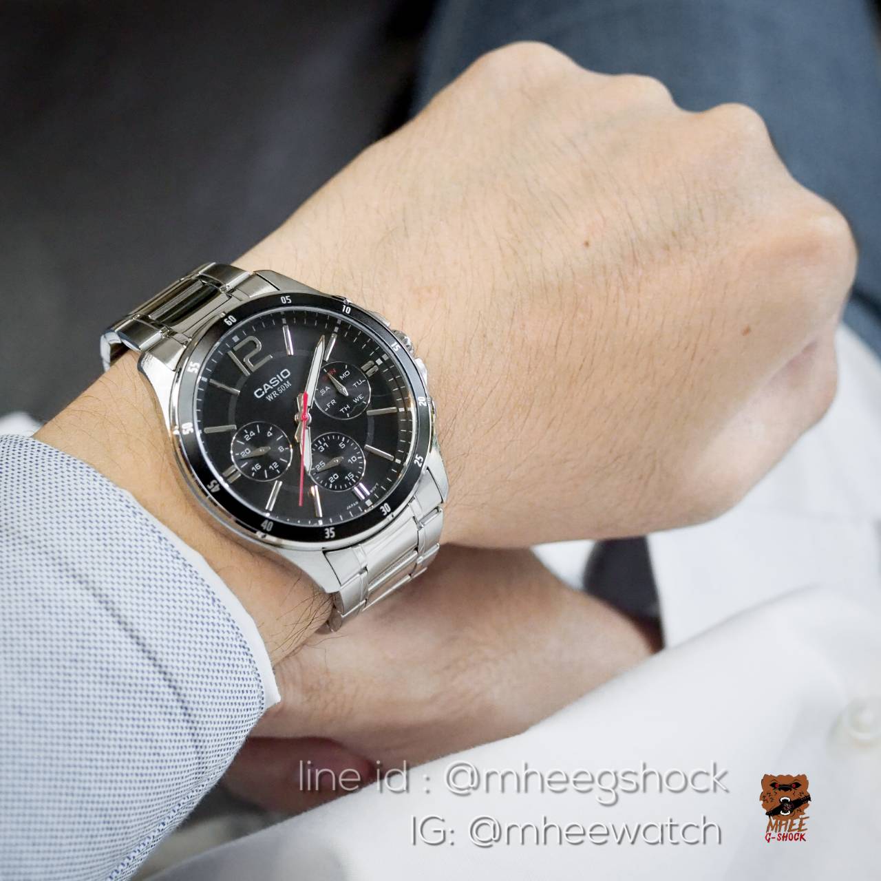 Casio Black Chronograph สายสแตนเลส ของแท้ ประกันศูนย์ไทย