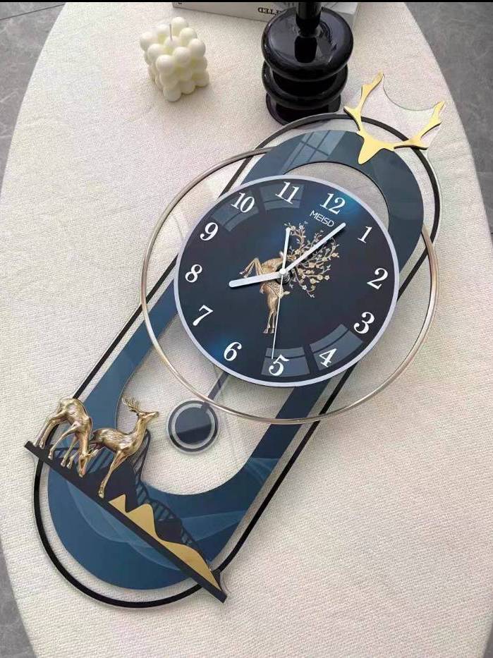 CT208C041 INTERY นาฬิกาติดผนัง นาฬิกามงคล กวาง ปลา DEER WALL CLOCK WALL DECOR