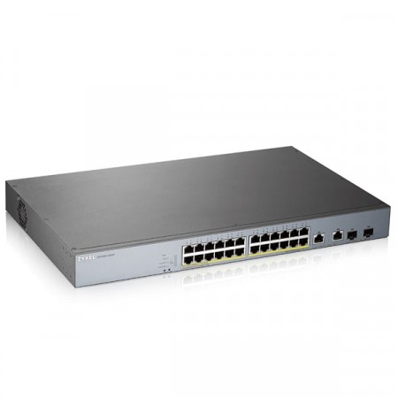 Zyxel GS1350-26HP 26-port GbE Smart Managed PoE Switch Uplink 100/1000 Mbps 24 POE RJ-45/SFP 2 Total PoE budget (watt) 375 PoE Standard 802.3af/at
