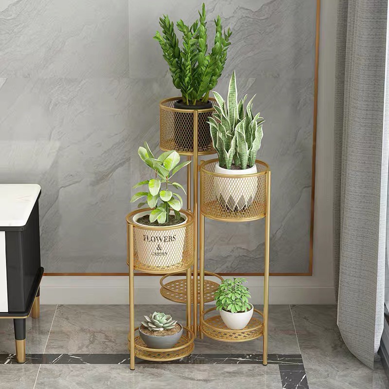 TS061J009 TROPACL ชั้นวางกระถางต้นไม้สีทองไล่ระดับ ชั้นวางของ ชั้นวางต้นไม้ ชั้นวางสีทอง GOLD SHELF