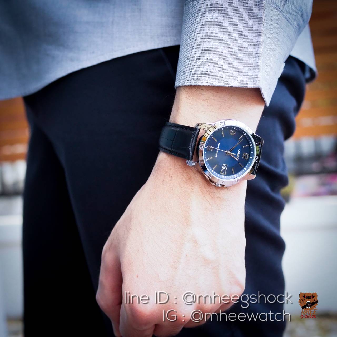 Casio Blue Vintage สายหนัง Tough Solar ของแท้ ประกันศูนย์