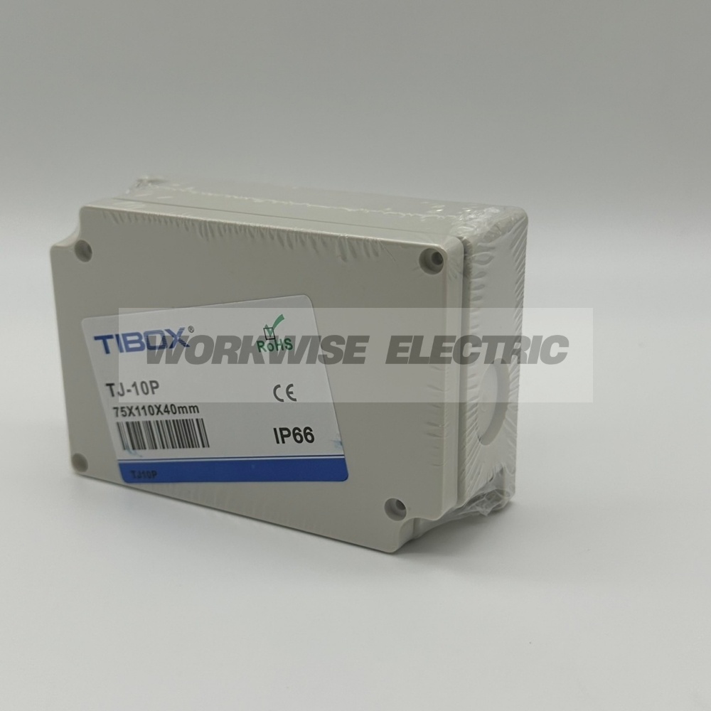 "TIBOX" TJ-10P กล่องพลาสติก พร้อมเทอร์มินอลบล็อก(Plastic Terminal Block Box IP66) 10Pole 10A Size : 110x75x40 mm.
