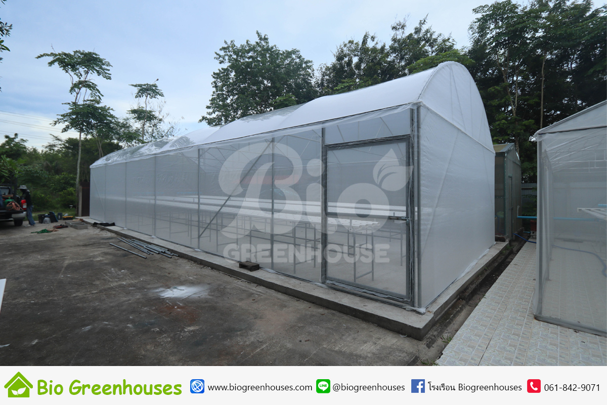โรงเรือนจั่วโค้ง พร้อมชุดปลูกไฮโดรโปนิกส์ ระยอง