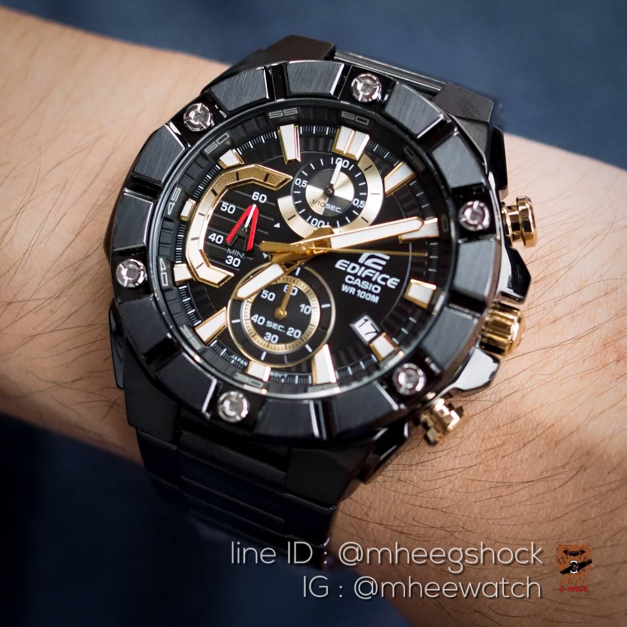 นาฬิกาคาสิโอ้ Edifice Steel ดำทอง ตัวฮิต ของแท้ 100% ประกันศูนย์ CMG