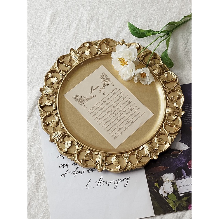 CT040E009 HOMMY ถาดทอง ถาดใส่อาหาร ถาด ถาดถ่ายรูป ถาดขนม ถาดเหล็ก ถาดอเนกประสงค์ พร็อพถ่ายรูป ถาดถ่ายรูป อุปกรณ์บนโต๊ะ