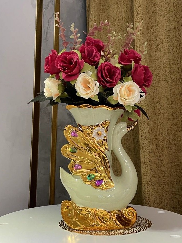 CT209E041 DECHOME แจกันเซรามิกยุโรป แจกันแต่งบ้าน ดอไม้ปลอม หงส์ European ceramic vase