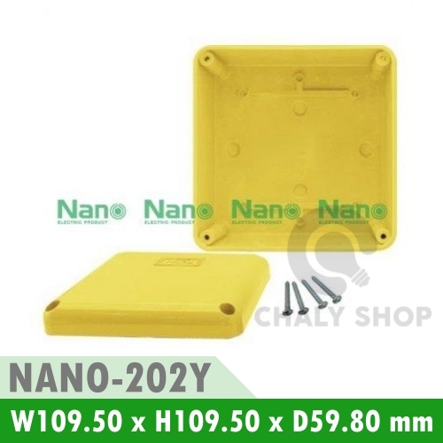 NANO Electric® NANO-202Y กล่องกันน้ำพลาสติก ฝาทึบ ขนาด W109.50xH109.50xD59.80 mm (JUNCTION BOX IP65) สีเหลือง