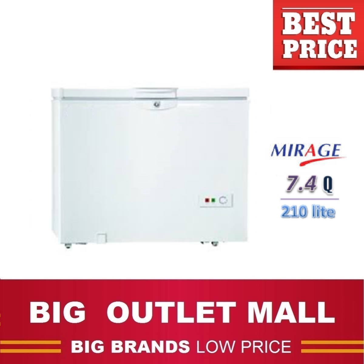 MIRAGE ตู้แช่แข็งฝาทึบ ขนาด 7.4 คิว 210 ลิตร รุ่น EC 210