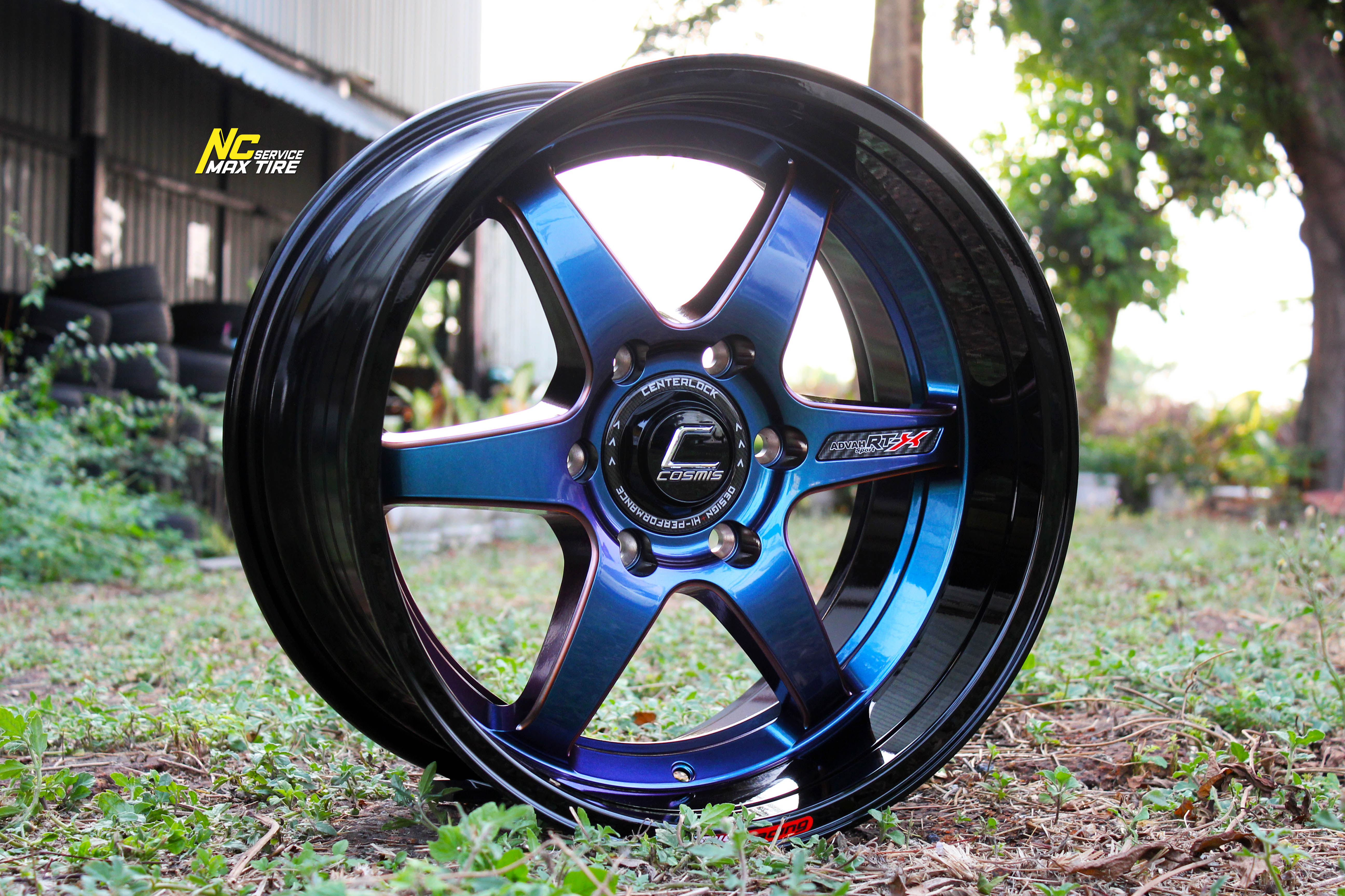 ล้อแม็กขอบ18 / Cosmis / RT-X / ล้อแม็กสวยๆ / ล้อแม็กสีพิเศษ / Custom Color / Power Blue / 18x9.5 6H139.7 ET15 / ล้อแม็กสีน้ำเงินเฉดพาวเวอร์+เพลท+ขอบดำเงา / SUV / PPV / NC