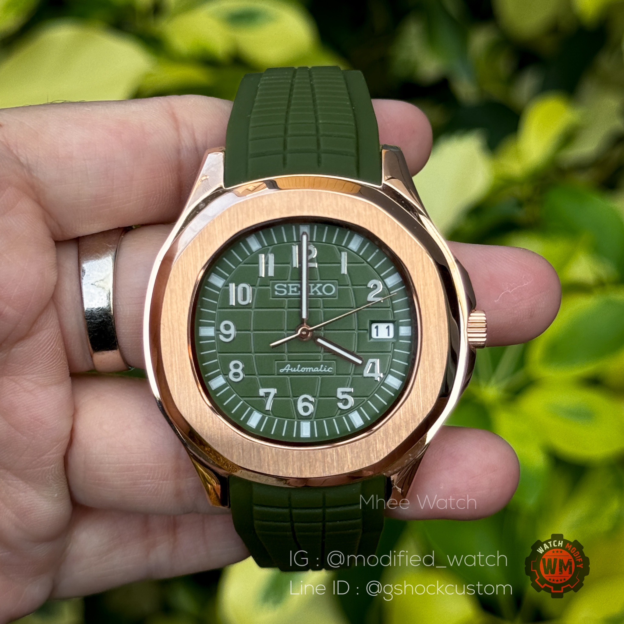 Seiko Mod Aquanaut Style Olive RoseGold Premium Green Dial NH35 Automatic Movement
