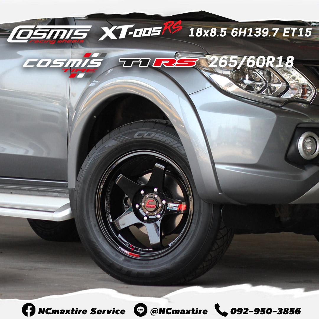 ล้อแม็กขอบ18 / Cosmis / XT005rs / ล้อแม็กสีดำเงา / 18x8.5 6H139.7 ET15