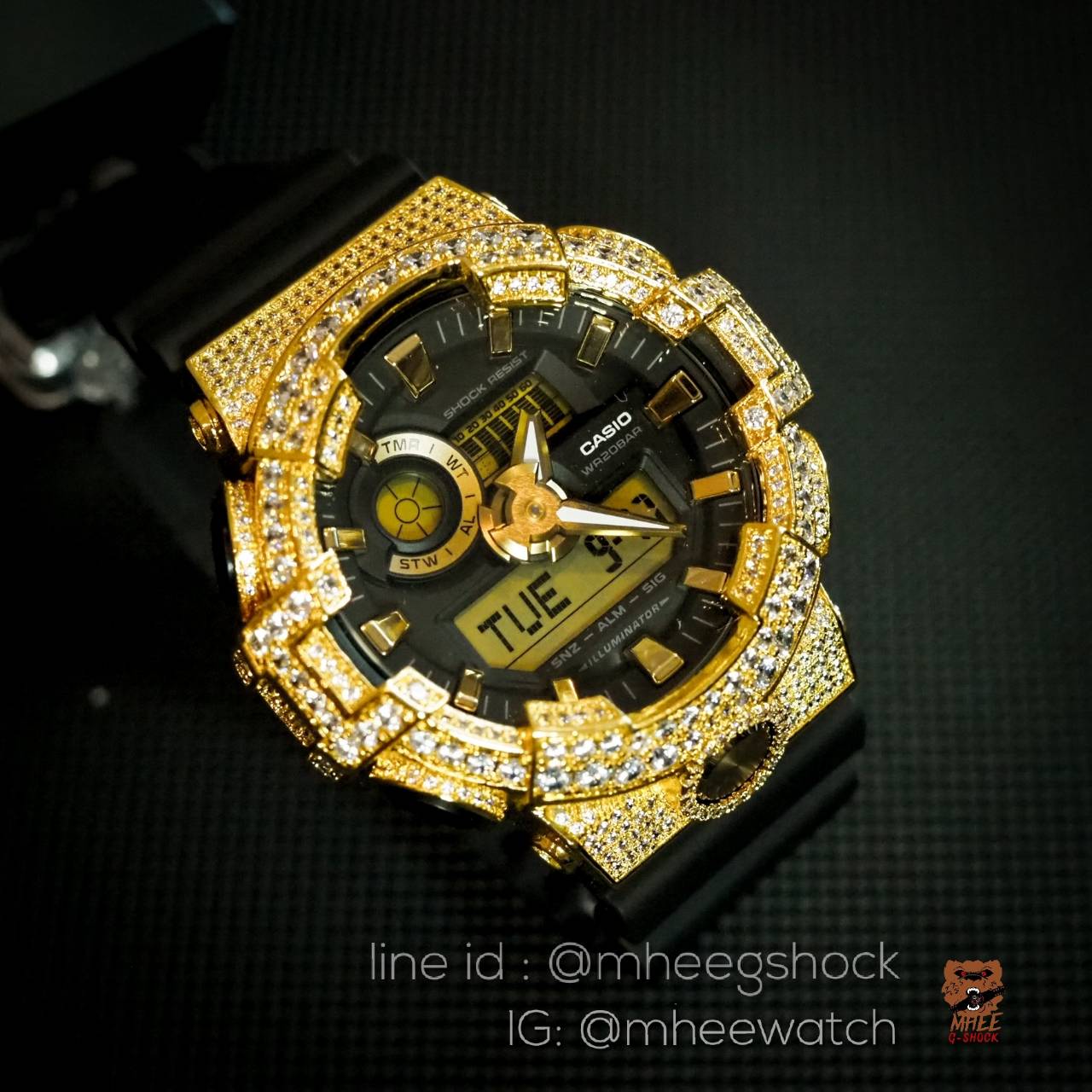 G-Shock กรอบเพชร Gold BlingBling ดำทอง G-Shock Custom รุ่นฮิต GA-710