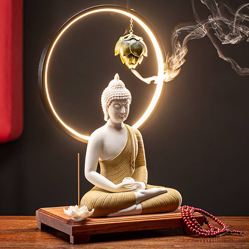 CT125B084 HAOYUN โคมไฟพระพุทธรูป พระพุทธรูป พระพุทธรูปปางสมาธิ โคมไฟLed ของตกแต่งห้อง