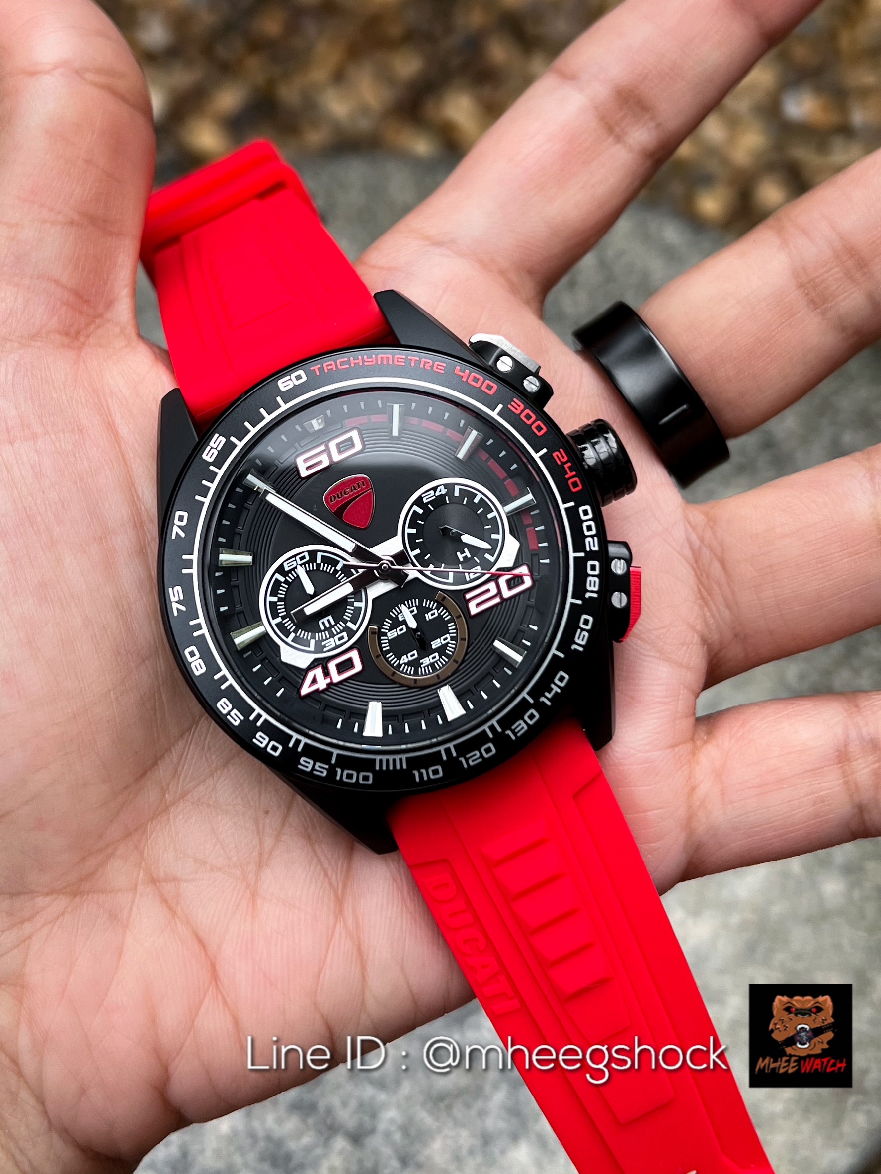 Ducati Watch Racing Red Rubber Sports Chronograph