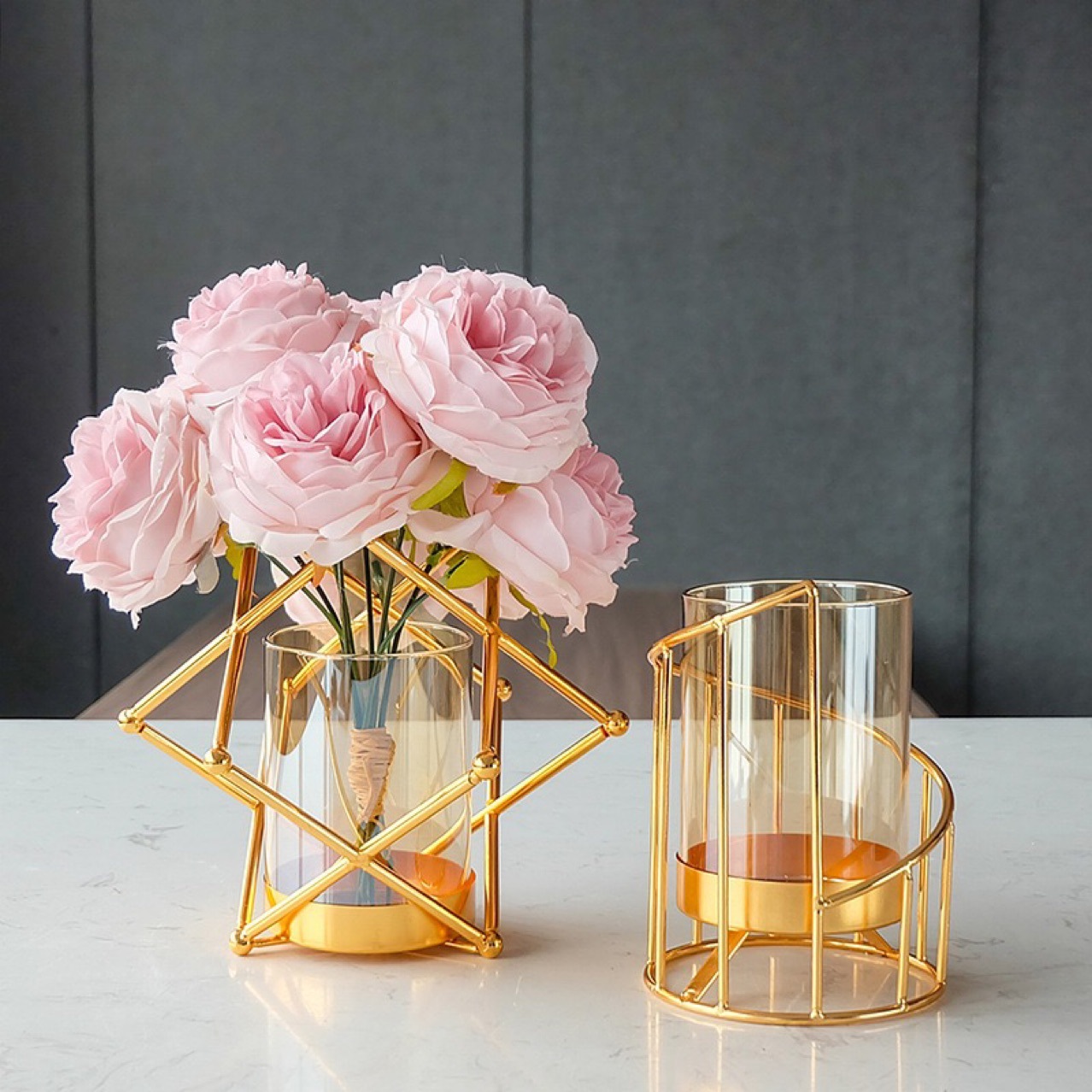 แจกันสีทอง แจกันดอกไม้ แจกันหรู แจกันทองหรูหรา ST505E824