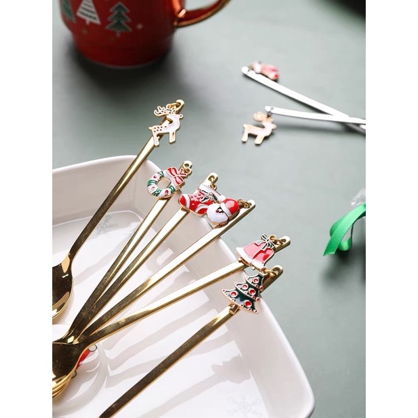 CT081D028 YAMMY ชุดช้อน ของขวัญ วันคริสต์มาส ชุด ช้อนกาแฟ สแตน spoon set christmas collection