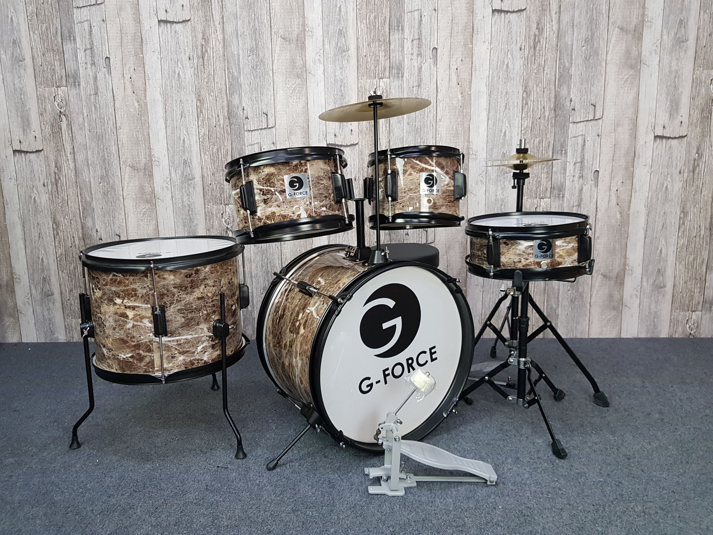G-Force กลองชุดเด็ก 5 ใบ ขอบดำ หินอ่อน GGF-KT2105A(MB)