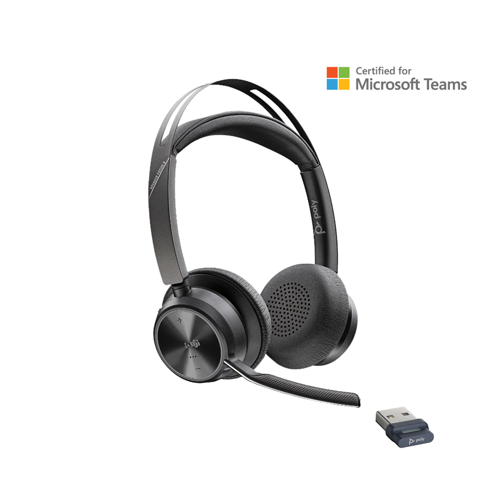 POLY VOYAGER FOCUS 2 UC USB-A CHARGE STAND WIRELESS HEADSET MICROSOFT CERTIFIED