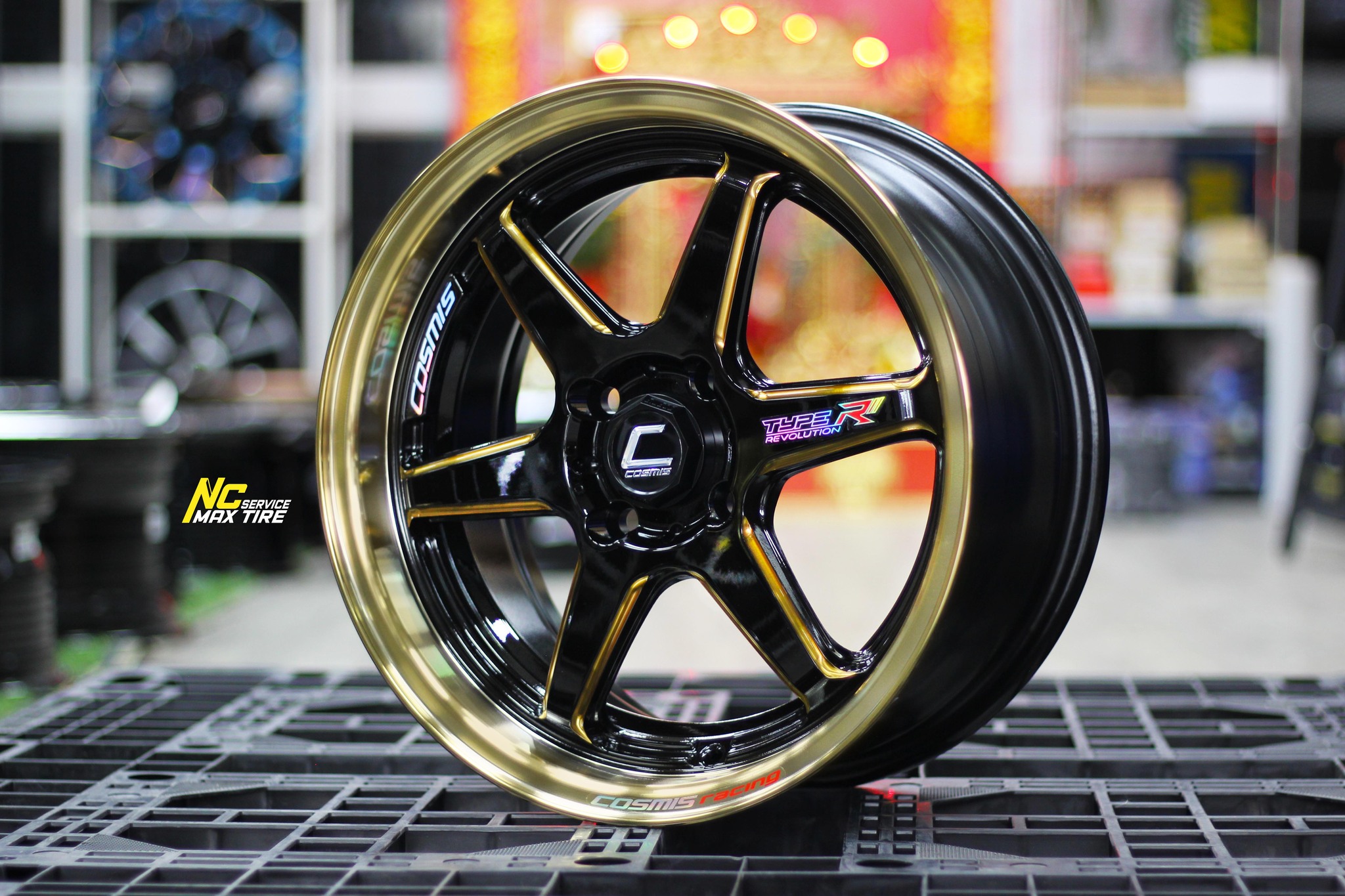ล้อแม็กขอบ15 / Cosmis / Type-R Revolution / 15x7.0 4H100 ET35 / ล้อแม็กสีดำขอบไดร์ทอง+CNCข้างก้านทอง+เพลท / ล้อแม็กสวยๆ / ล้อแม็กสำหรับรถเก๋ง / City Car / Eco Car / NC