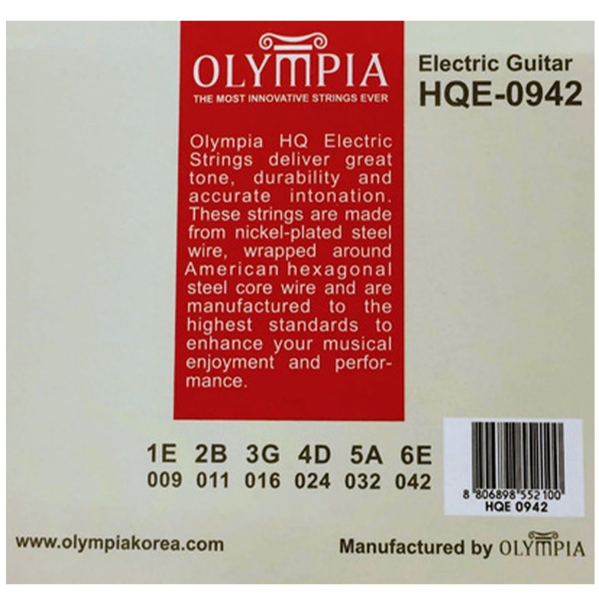 Olympia HQE-0942 สายกีตาร์ไฟฟ้าแบบชุด เบอร์ 9 แบบ Nickel Wound