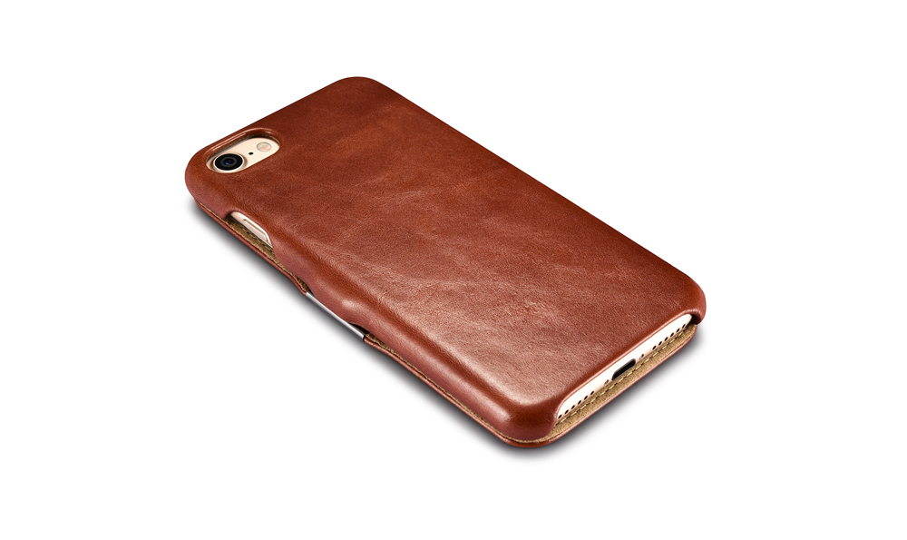เคสหนัง iPhone 7 แบรนด์ iCarer รุ่น 702 ออกแบบการใช้งานแบบเปิดข้าง พร้อมระบบแม่เหล็กช่วยในการปิด/เปิด, ทำจาก หนังวัว ส่วนหนังเต็มผืน (Full Grain leather)