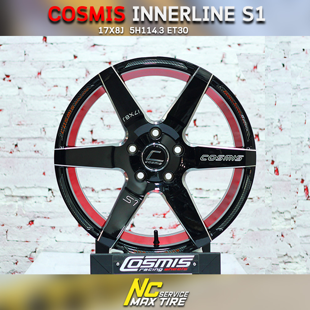 ล้อแม็กขอบ17 COSMIS INNERLINE S1 สีดดำ ท้องแดง สำหรับรถเก๋ง (ราคาต่อวง)