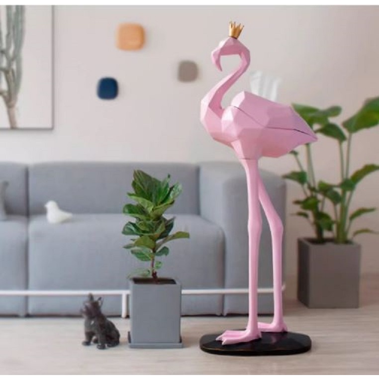 CT194I007 HOMMY ที่ใส่ทิชชู่นก flamingo กล่องกระดาษ ของแต่งห้องนั่งเล่น