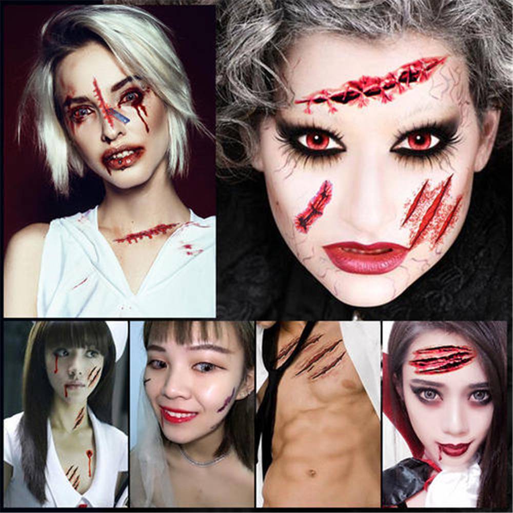 Tattoo รอยแผล ฮาโลวีน รอยสักชั่วคราว ทนน้ำ ทนเหงื่อ Size 105 x 60 mm