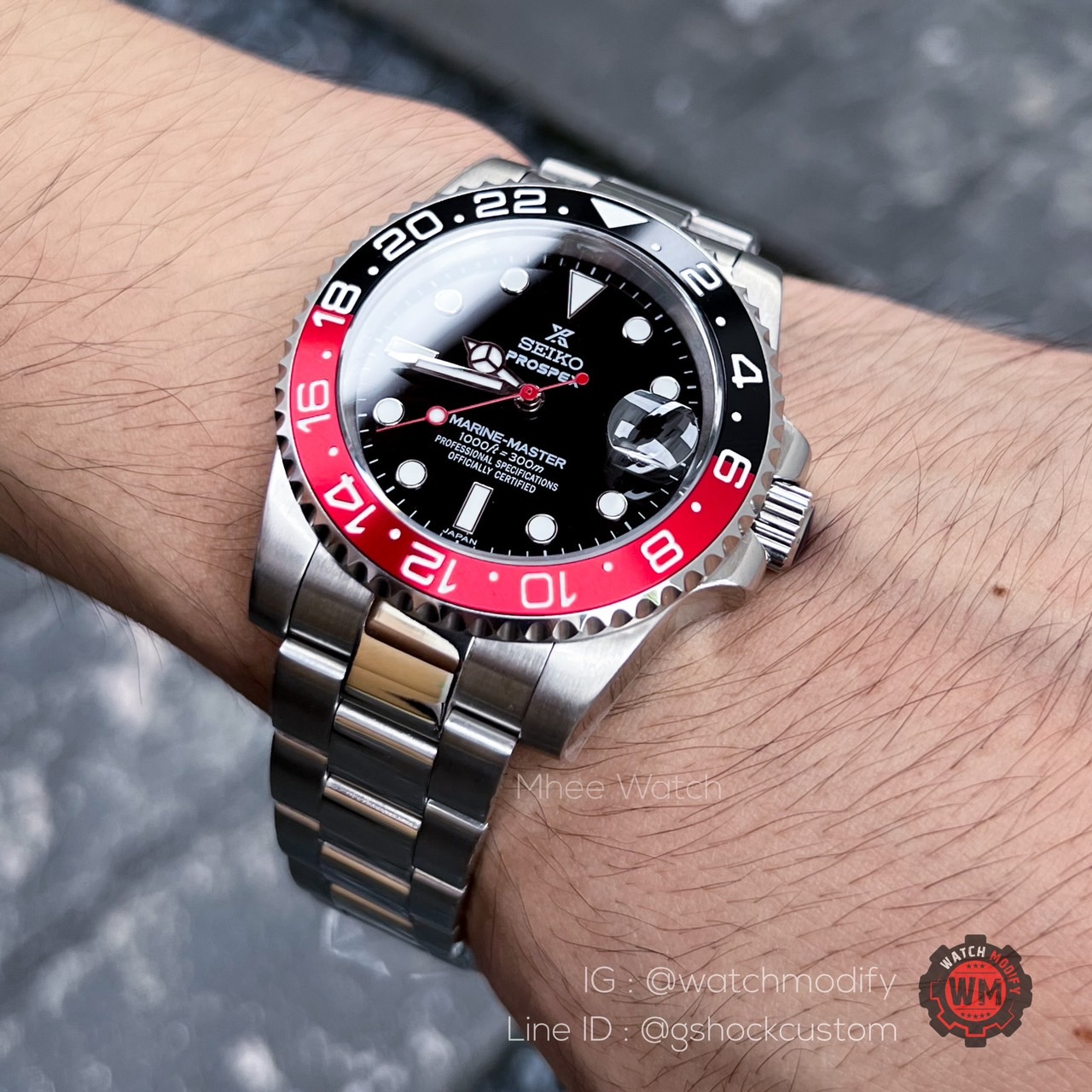 Seiko Mod Coke GMT Style Silver Strap Seiko Movement
