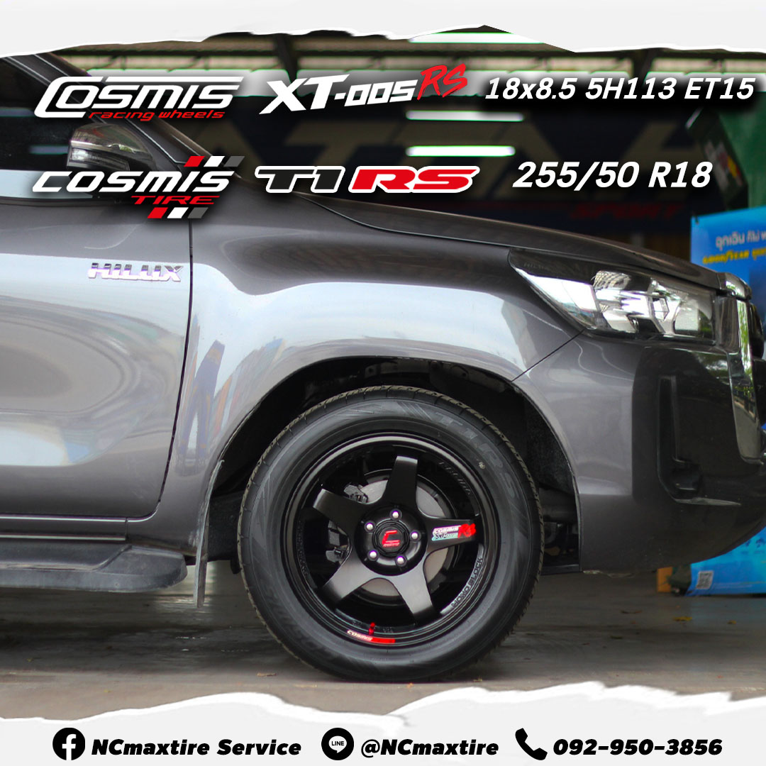 ล้อแม็กขอบ18 / Cosmis / XT005RS / T1RS / 18X8.5 5X113 ET15 / 255/50R18 / ล้อแม็กสีดำด้าน