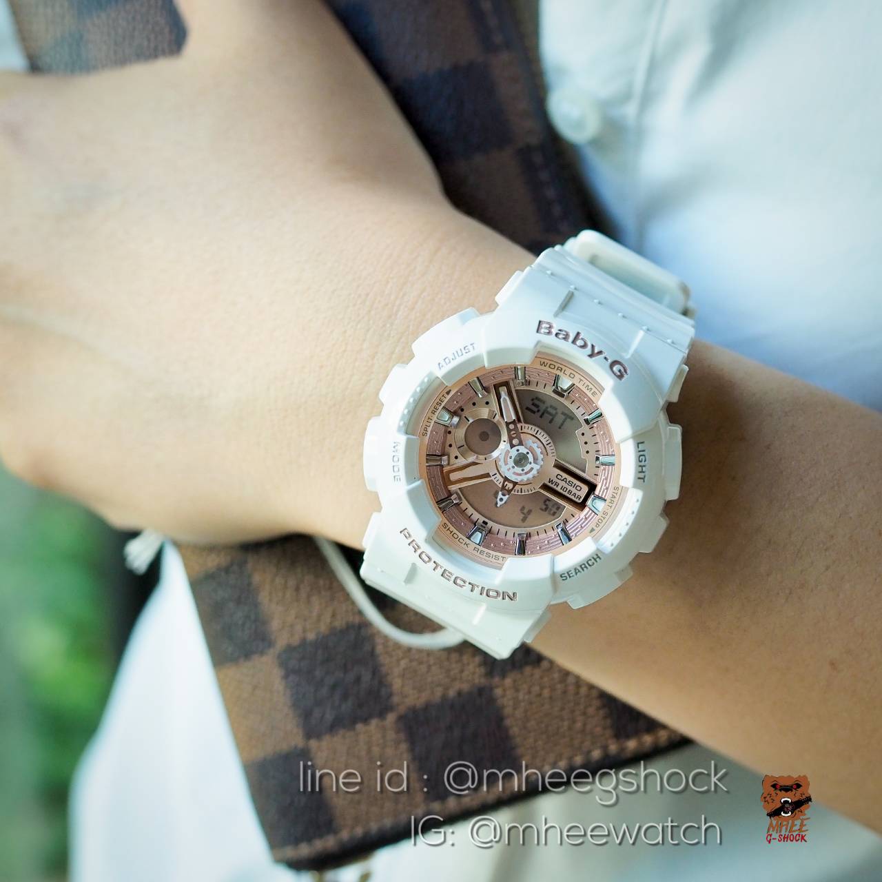 นาฬิกา Baby-G รุ่น น้องเมย รหัส BA-110-7A1 สีขาว Pinkgold