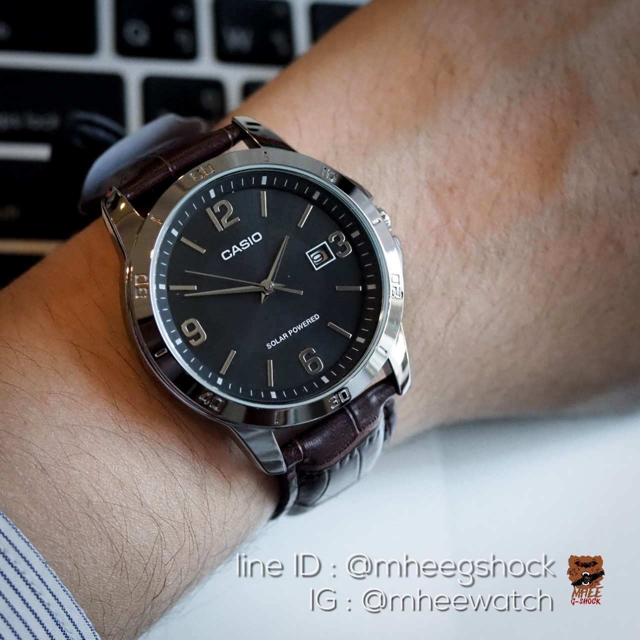 Casio Leather Solar Powered ระบบพลังงานแสงอาทิตย์ Black Color