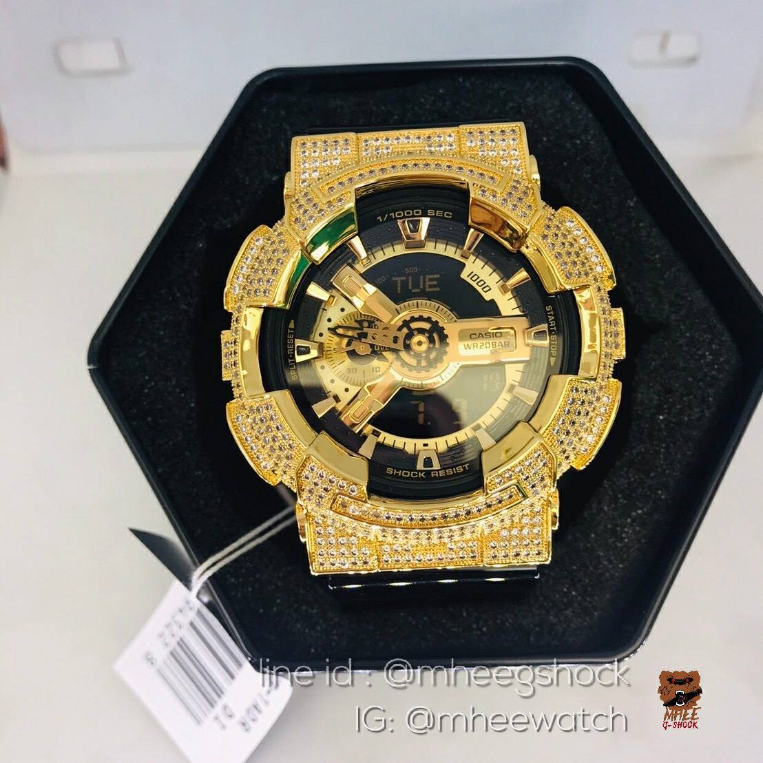 G-Shock Bling Bling GA-110GB Gold Black Crystal CZ Dianmond very rare item
