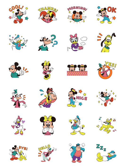 ขายสติกเกอร์ไลน์ มิคกี้ เมาส์และผองเพื่อน ดีไซน์เรโทร