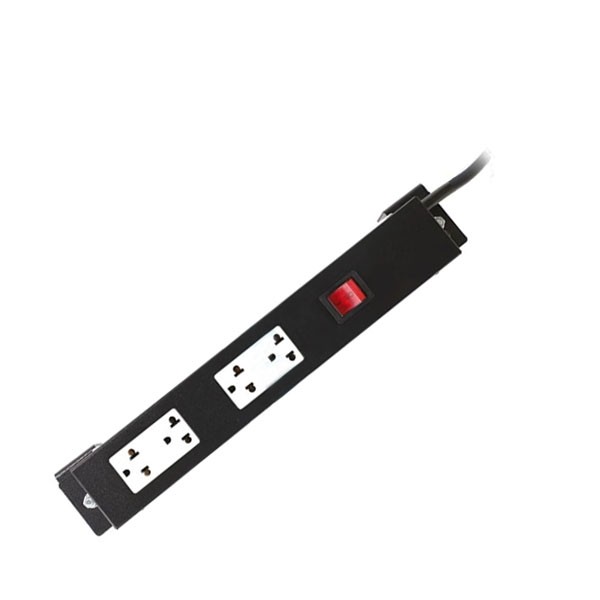 19" GERMANY G7-00004B AC Power Distribution 4 Universal Outlet w/Cable 1.8 M. & Surge Protection, Black
