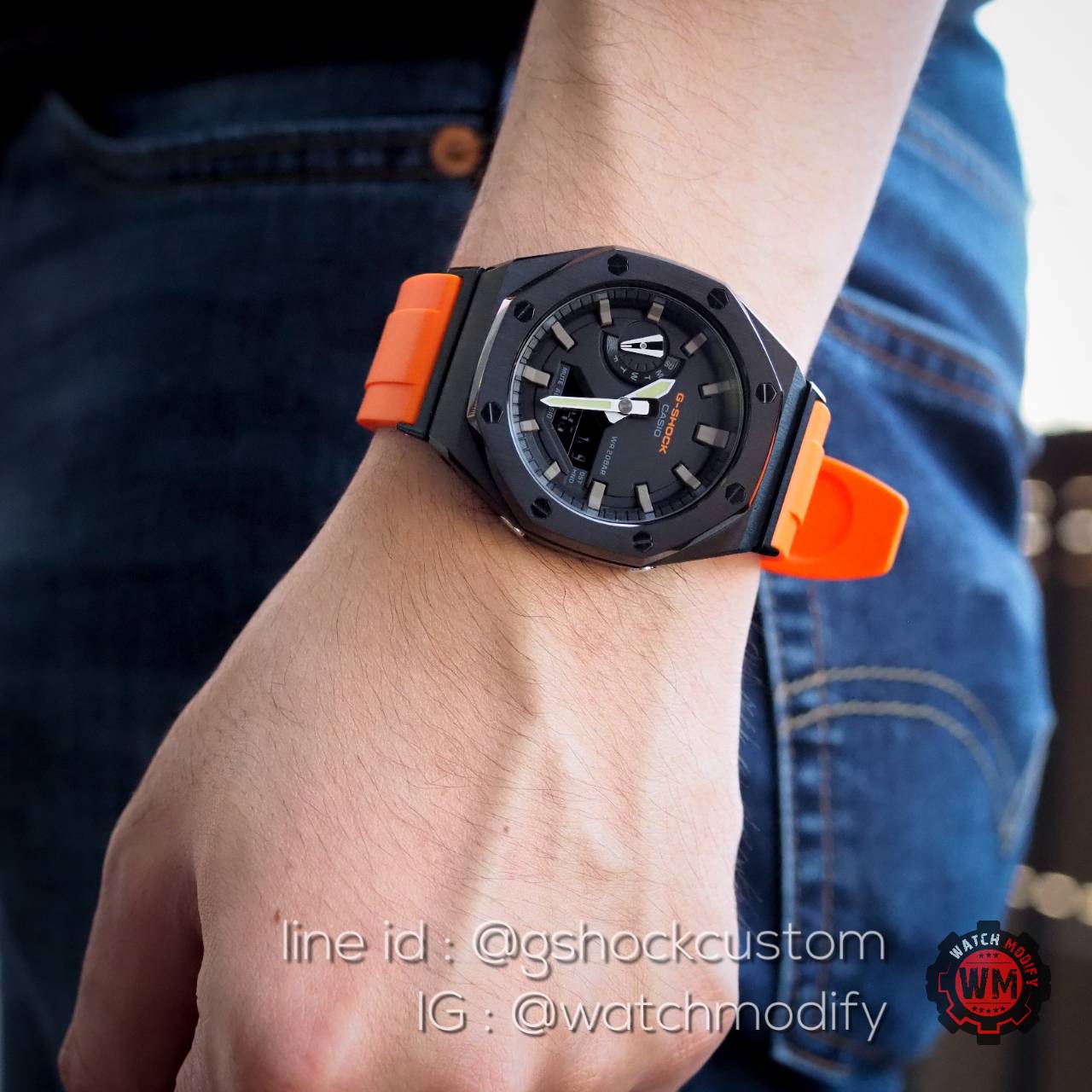 G-Shock Casioak AP Metal สาย Sport Rubber ส้ม Butterfly รมดำ