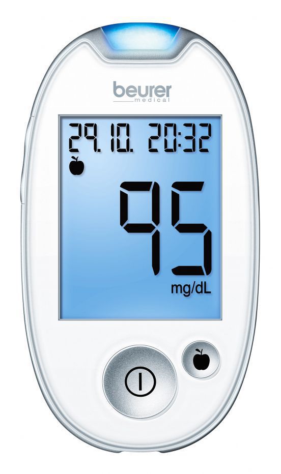 Beurer Blood Glucose Monitor GL44 เครื่องตรวจวัดระดับน้ำตาลในเลือด หน้าจอขนาด XXL + มีแสงที่ช่องเสียบแถบตรวจ แถบทดสอบกว้างพิเศษ ผ่านการทดสอบทางคลินิก รับประกันตลอดอายุการใช้งาน