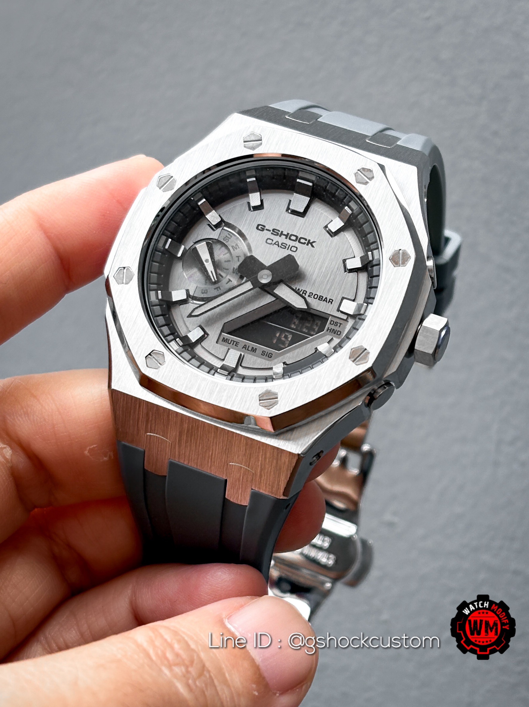 G-Shock Casioak GM2100 Up level Royal Oak Custom Grey Rubber Strap