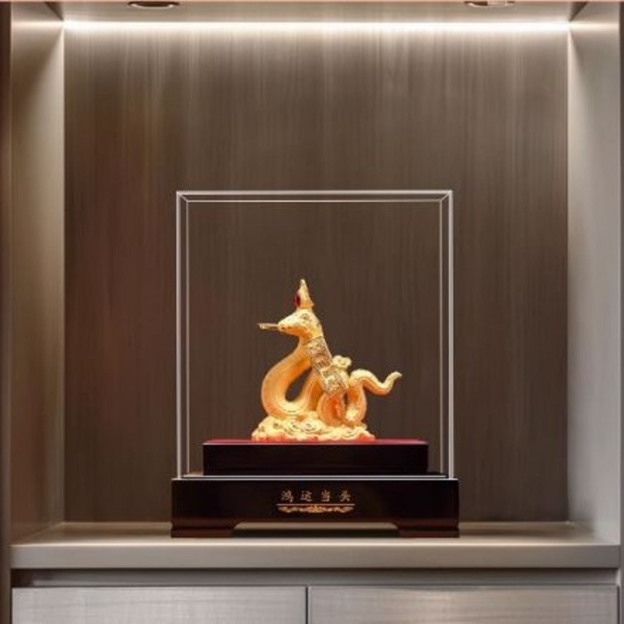 CT224B161 HAOYUN รูปปั้นงูมงคล งูทอง ปีมะเส็ง Snake ของมงคล ของขวัญเลื่อนตำแหน่ง ของขวัญขึ้นบ้านใหม่