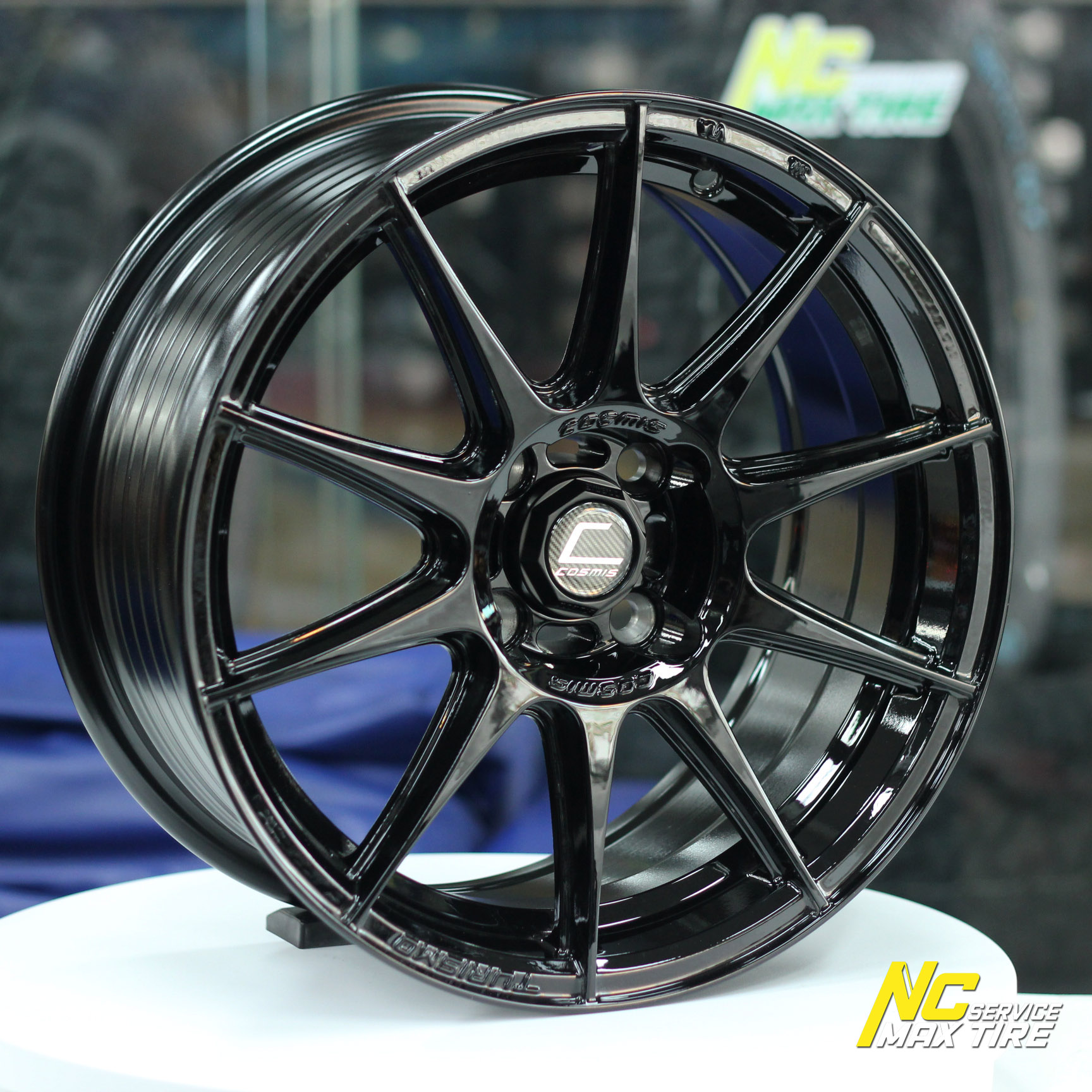 ล้อแม็กขอบ15 / สำหรับรถเก๋ง / Cosmis Turismo / สีดำเงาทั้งวง / 15x7.0 4H100 ET30