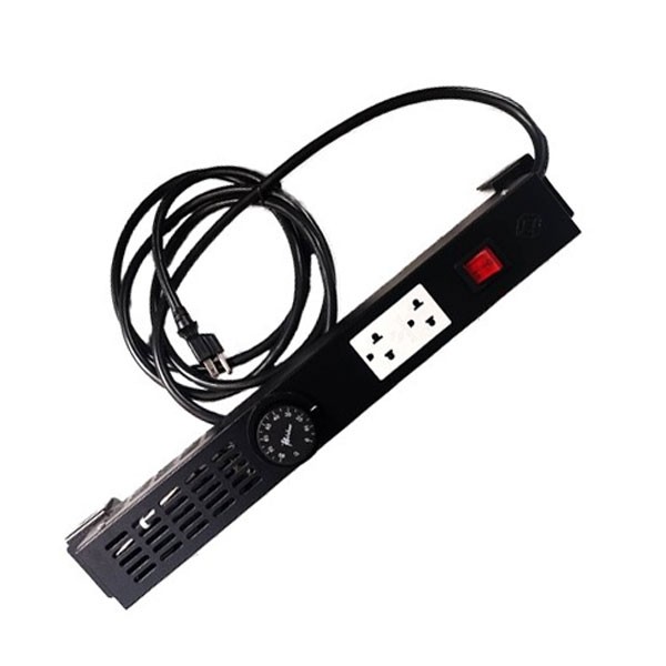 19" GERMANY G7-05112B Thermostad Panel 2 Outlet Power, Electro Galvanize Steel, Black