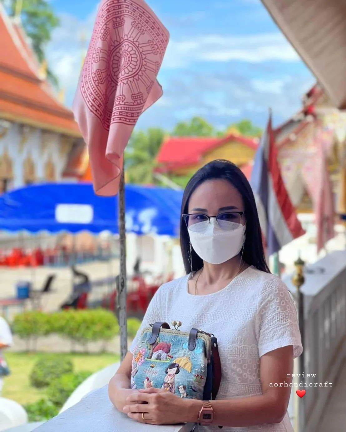 ลูกค้ารีวิว l กระเป๋าหิ้ว+สะพายปากปิ๊กแป๊กควิลท์