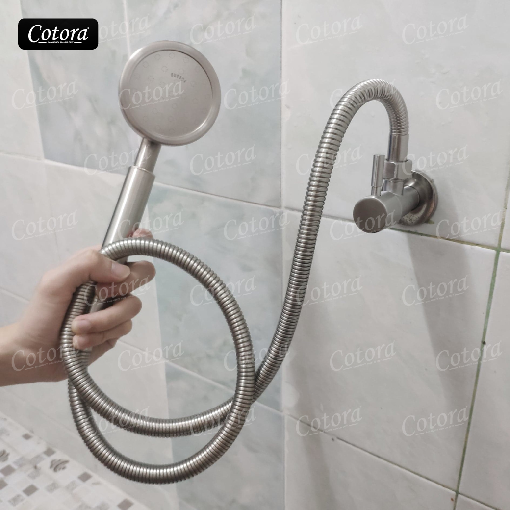 สต๊อปวาล์ว (มีก้าน) สแตนเลส304 ต่อเข้าฝักบัว/สายชำระ วาล์ว สายน้ำดี