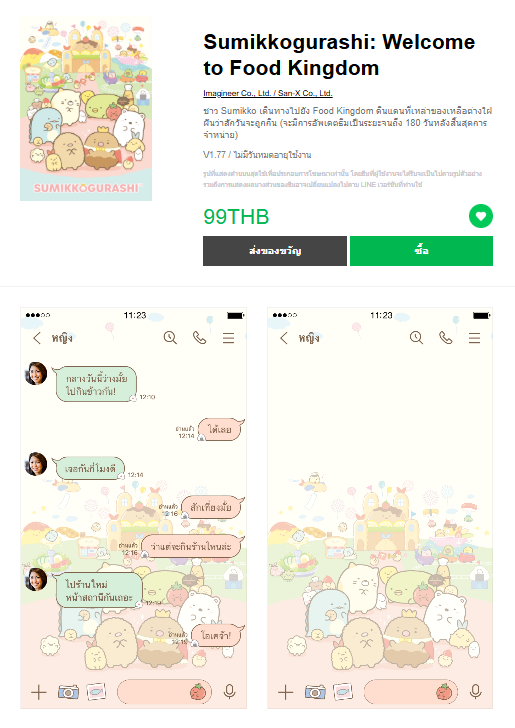ขายธีมไลน์ Sumikkogurashi: Welcome to Food Kingdom