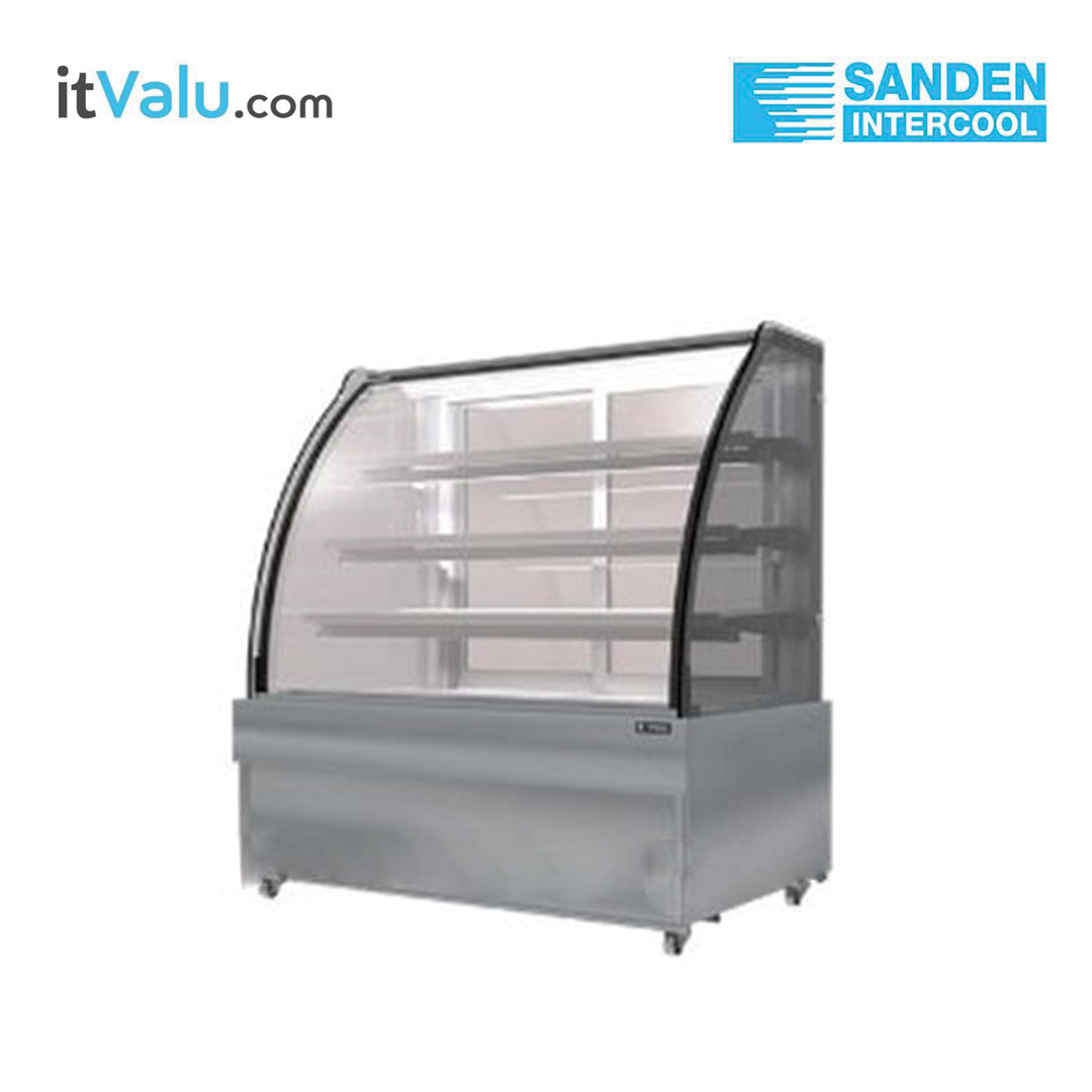 ตู้แช่โชว์เค้กโค้ง (สเตนเลส) SANDEN รุ่น SKK-0907Z ความจุ : 14.1 คิว / 400 ลิตร ขนาดตู้ 90x73x132.5 cm. การรับประกัน ความเย็น 1 ปี คอมเพรสเซอร์ 1 ปี